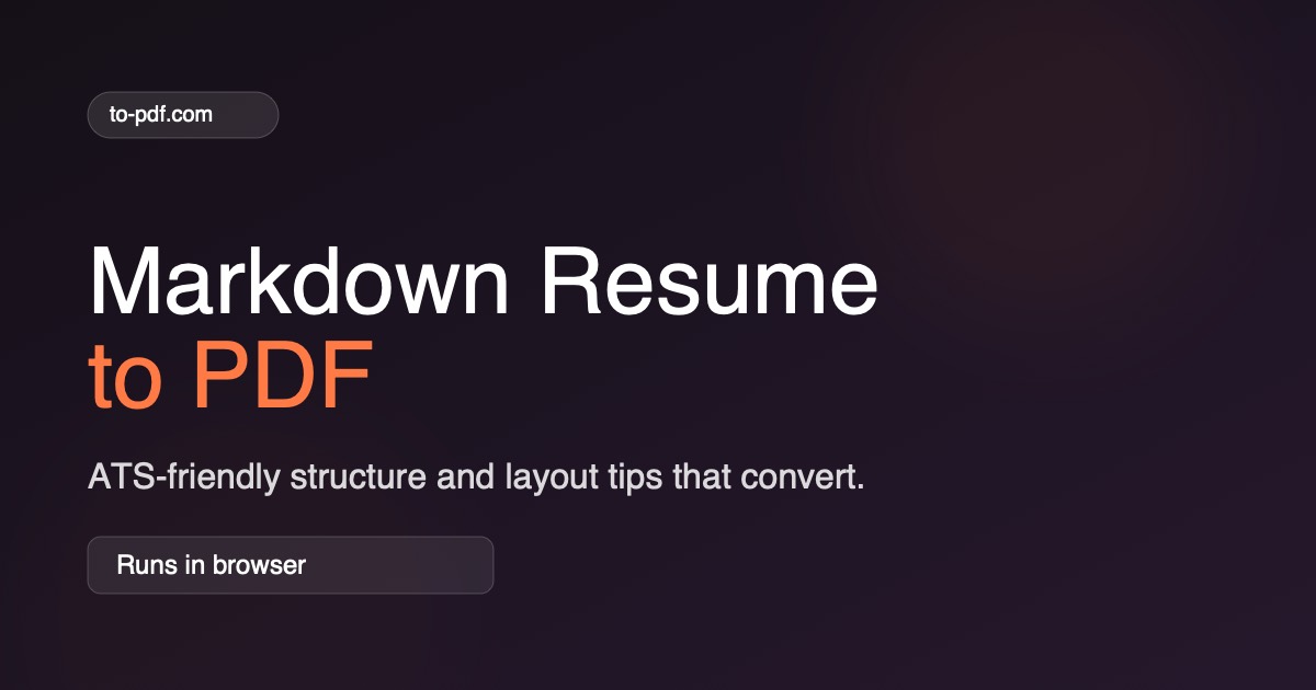Markdown resume to PDF guide cover