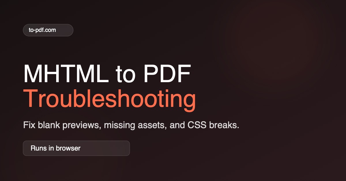MHTML to PDF troubleshooting guide cover